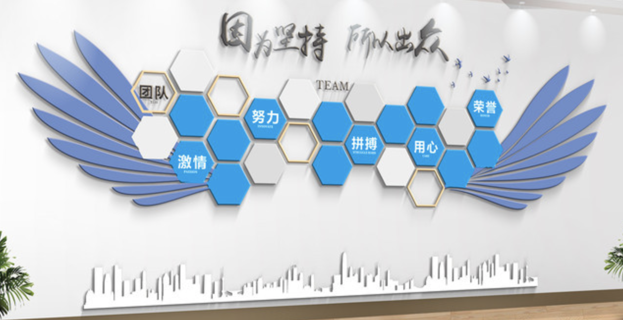 藍(lán)色簡約企業(yè)風(fēng)采展示文化墻設(shè)計(jì)